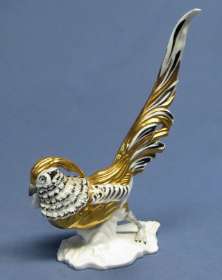 Vintage J.  T.  Jones Crown Staffordshire Golden Chinese Pheasant Bird Figurine Exc