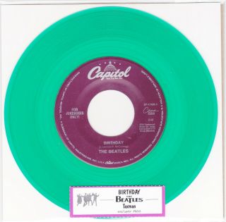 Beatles - Birthday / Taxman 7 " Capitol Records Green Vinyl Unplayed 1994