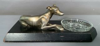 Antique Art Deco Greyhound Whippet Great Dane Dog Statue Ashtray Smoking Dish