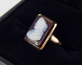 Antique Victorian 10k Rose Gold Carved Carnelian Ring Size 5 3/4