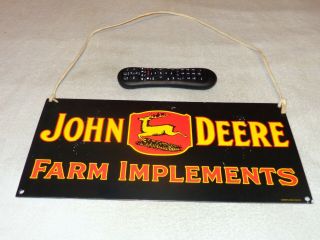 Vintage John Deere Farm Tractor Implement 17 " Porcelain Metal Gasoline Oil Sign
