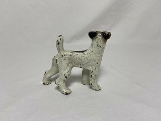 Antique Vintage Cast Iron Hubley Wire Haired Fox Terrier Paperweight Dog MINI 3