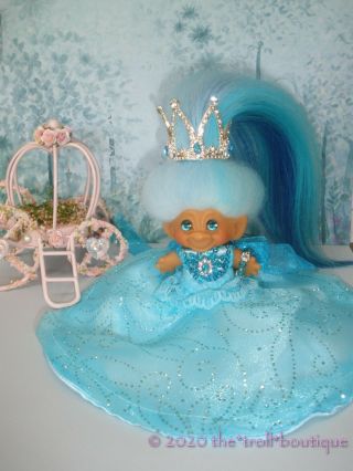 Dam C64 Troll Doll 1960s Vintage 2 - 1/2 " Multi Blue Mohair Artisan Glass Eyes