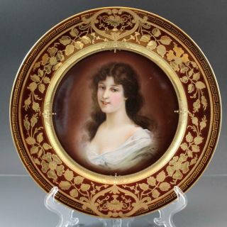 C1910 Royal Vienna Style Porcelain Portrait Plate 