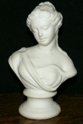 Parian Ware White Porcelain 5  Bust Of A Victorian Woman With Draped Dress