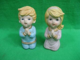 Vintage Homco Ceramic Boy And Girl Figurines Praying No 5211