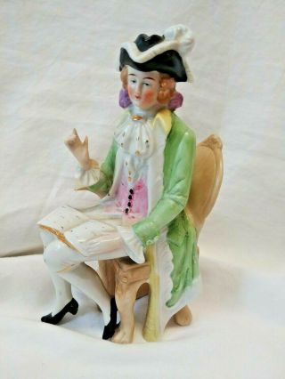 Antique Germany Porcelain Vase Figurine Man Reading Or Teaching 6 Inches