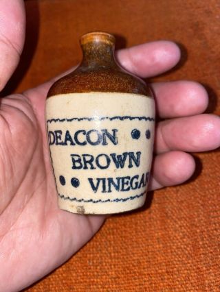 Early Antique Deacon Brown Vinegar Mini Stoneware Jug Memphis Tennessee