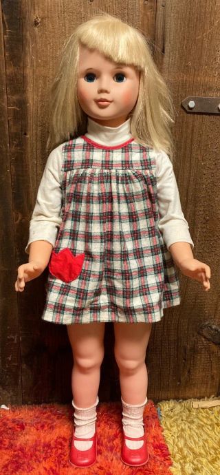 Vintage 1966 Eegee 36” Blonde Hair Girl Doll All Outfit