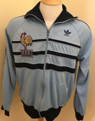 Vintage 1982 Adidas Ventex France Fff World Cup Soccer Football Jacket Veste L