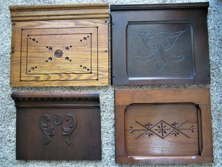4 Victorian Walnut Oak Carvings Ornate Eastlake Furniture Panels Cabinet Parts