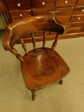 Vintage Ethan Allen 70s Old Tavern Dark Pine Desk Vanity Captain Chair 12 - 6040