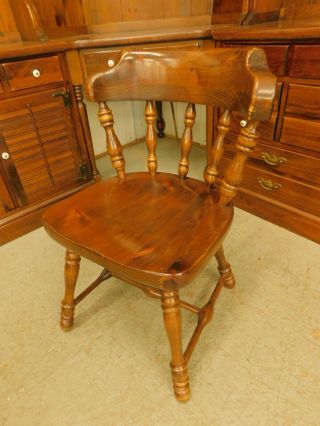 Vintage Ethan Allen 70s Old Tavern Dark Pine Desk Vanity Captain Chair 12 - 6040 2