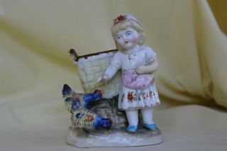 Porcelain Figurine Of Girl Feeding Chickens Conta And Boehme Of Thuringia