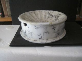 Vintage White And Blue - Looks Like Marble Spittoon 3 X 8 Inches