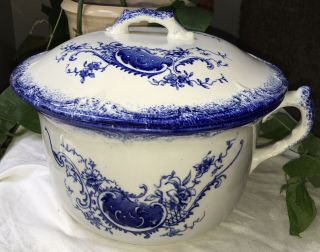Old Blue And White Ironstone Chamber Pot