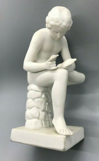 Antique White Bisque 5 " Statue Figurine Boy With Thorn Spinario Greek Sculpture