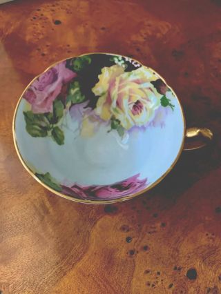 Stanley Tea Cup.  No Saucers.  Three Roses Pattern Cabbage Rose Teacup Wide Mouth