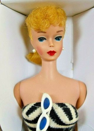 Sweet 5 Vintage Barbie Blond Ponytail Ss Bklt Glasses Std Repr Box No Green Bin