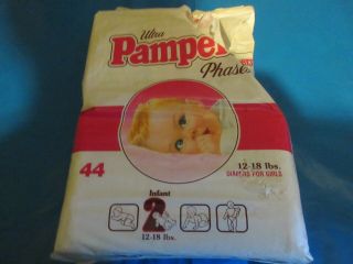 Vintage pampers diapers for girls from 90 ' s plastic size 2 opened bag of 30 2