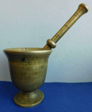 Antique Brass Apothecary Chemist Mortar & Pestle 1800s
