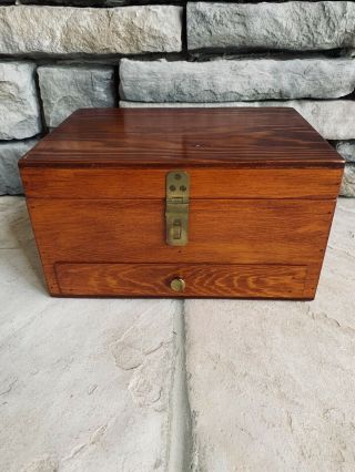 Handmade Vintage Medium Size Wooden Jewelry Box W/removable Shelf