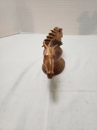 Double Horse Head Carved Wood Sculpture 2