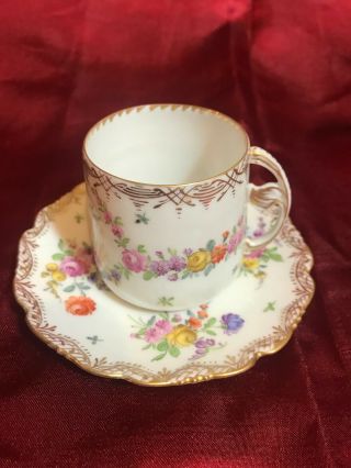 Dresden Flowers Small Demitasse Cup & Saucer Multi Color
