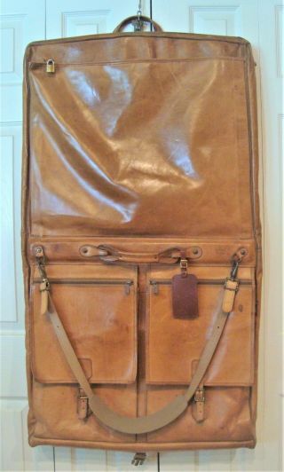 Vintage Hartmann Full Belting Leather Garment Bag Luggage Hanging Suit Case