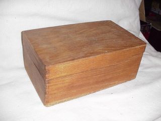 Vintage Oak Wood Library Index Recipe Card File Box Finger Joints Dovetailed