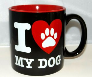 I Love My Dog Black Red Jumbo 20oz.  Coffee Mug Cup Ceramic X Large