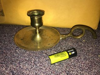 Vintage Polished Brass Chamber Stick Candle Holder