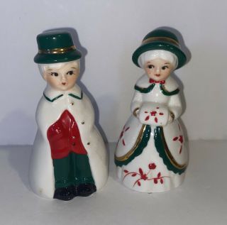 Porcelain Vintage Christmas Boy And Girl Bell