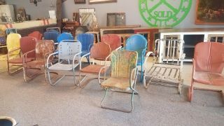 Vintage Antique Metal Rockers Chair Patio Chair Oil Gas Collectors Chair Choice