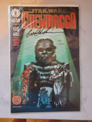 Star Wars Chewbacca 1 Dynamic Forces Exclusive Foil Cover Signed By Anderson.