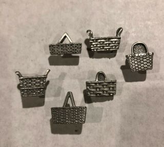 Longaberger Set Of 6 Basket Pewter Push Pins Thumb Tacks