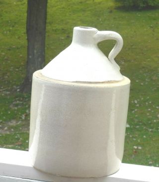 Vintage Stoneware Jug Crock 1 Gallon Salt Glazed Beige 10 - 3/4 