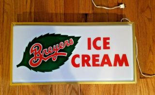 Vintage Breyers Ice Cream Light Sign General Store Candy Shop Great