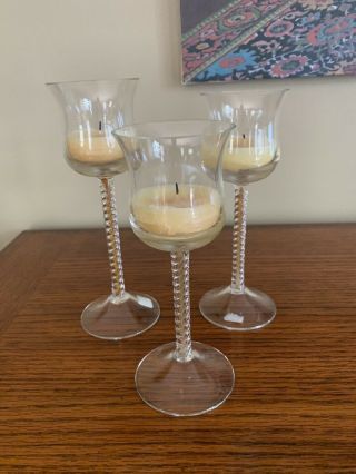 Partylite Amber Stemmed Trio Candle Holders