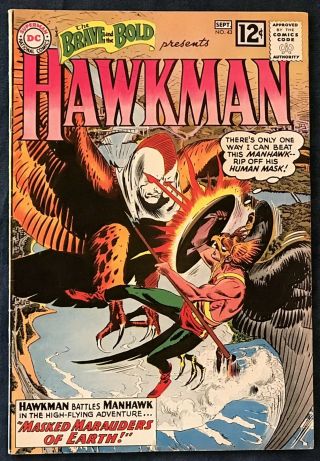 The Brave And The Bold 43 Sept 1962 Hawkman Origin Joe Kubert Art