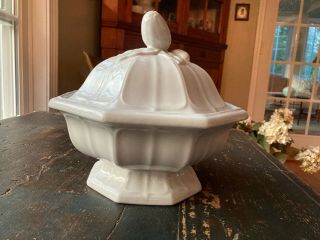 Antique White Ironstone Covered Casserole Tureen Anthony Shaw 1850s