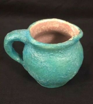 Rare Early Pisgah Forest Pottery Creamer Pitcher Blue Rough 1930s Vtg See Photos