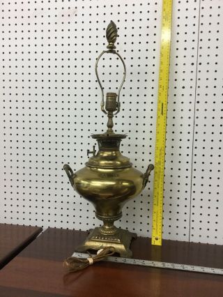 Antique Brass B&h Ornate Oil Lamp Electrified.  Signed