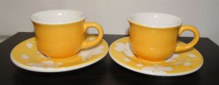 2 Oxford Daily Yellow Espresso Demitasse Coffee Tea Cups & Saucer Made In Brazil