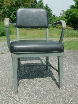 Vtg 1983 Office Mid Century Industrial Hollow Steel Lightweight Desk Arm Chair 3