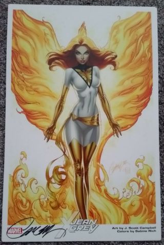 J Scott Campbell Jean Grey Phoenix X - Men Marvel Sdcc 11x17 Art Print Signed