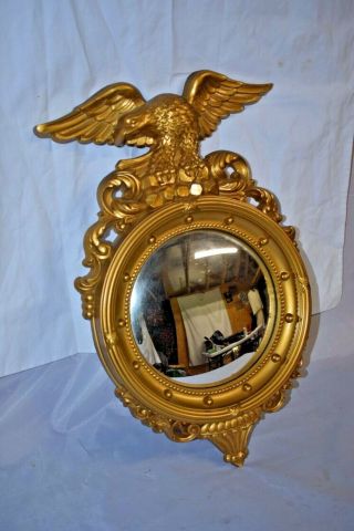 Vtg 1960s Syroco 4410 Bald Eagle Ball Convex Federal Style Porthole Mirror 16 "