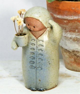 Vtg/girl Figurine/stoneware/pottery/uctci/candle Holder/display/danish Modern