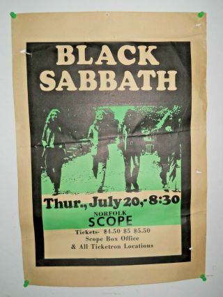 Authentic Vintage Black Sabbath Concert Tour Poster Flyer Norfolk Scope 7/20