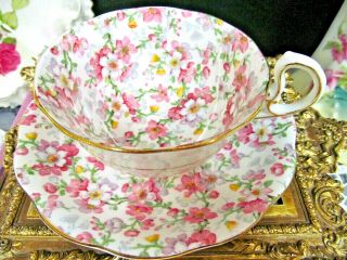 Royal Standard Tea Cup And Saucer May Melody Chintz Teacup Blossoms Pink 1930s